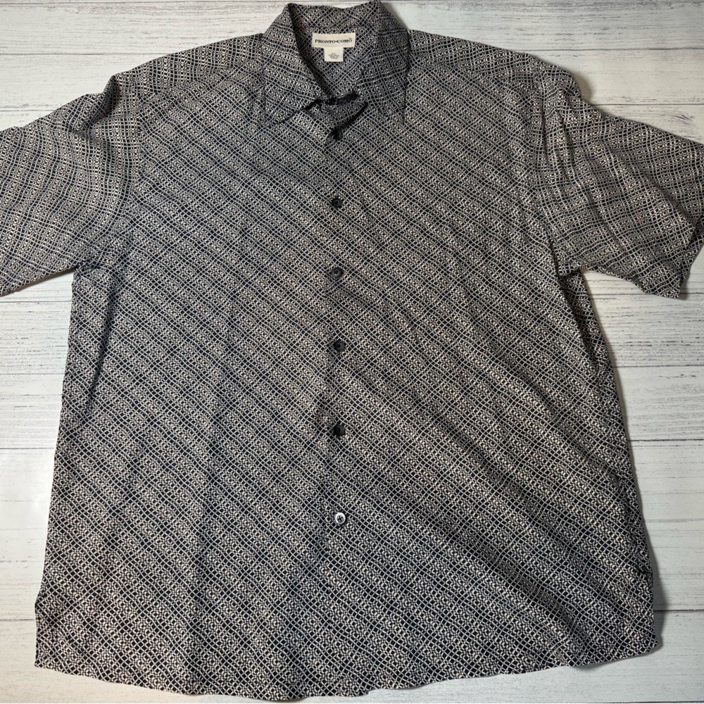 Pronto Uomo Black and White Silk Shirt